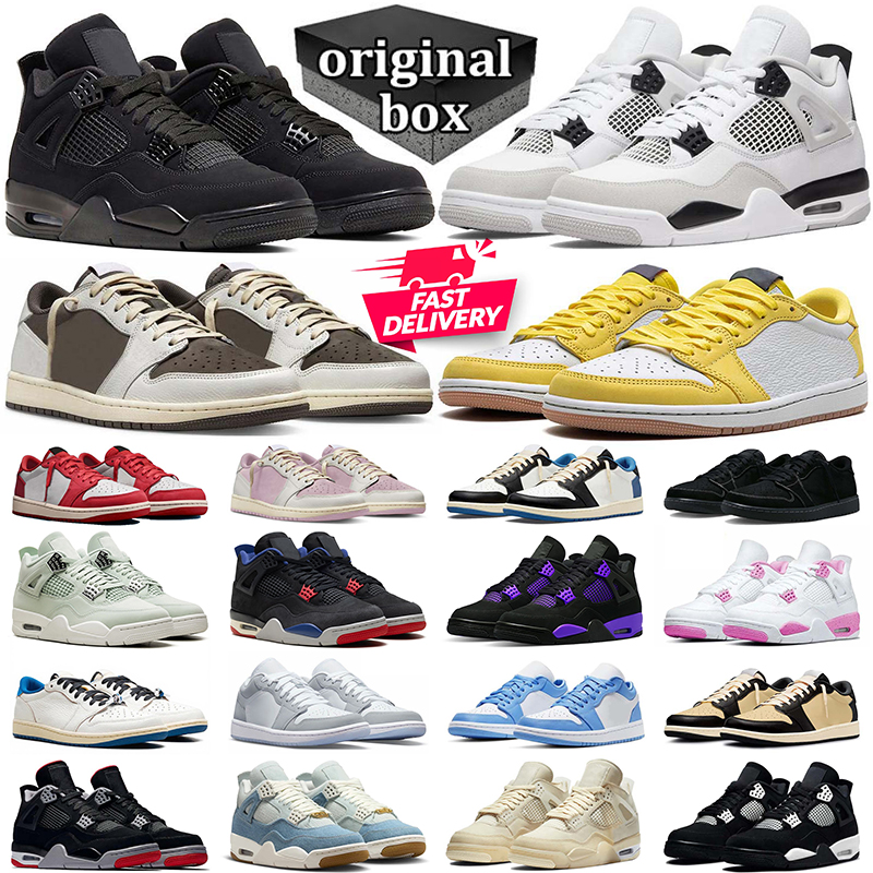 Original Box Designer 4 Basketball shoes Men Women 4s Sneakers Reverse Mocha Panda Military Black Cat Purple Thunder Phantom Olive Sports Mens Trainers