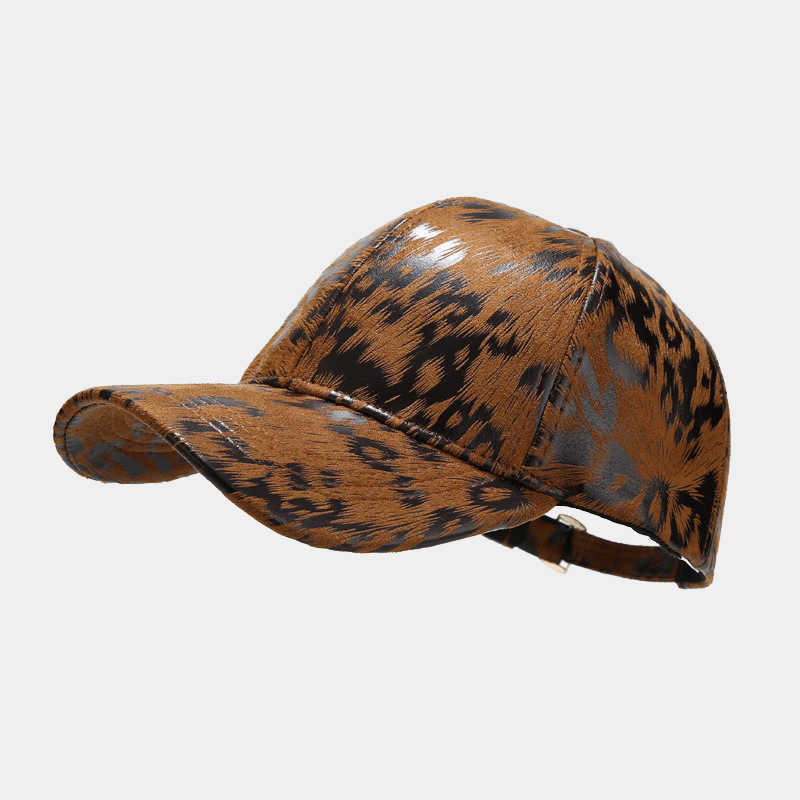 New Leopard Pattern Leather Baseball Cap Autumn and Winter Outdoor Trend Hip Hop Duck Tongue Cap Mens and Womens Hat H251020