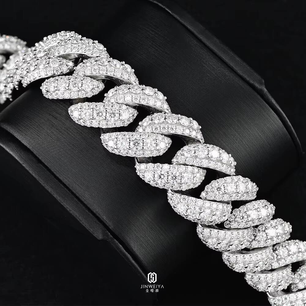 18mm Luxury Cuban Moissanite Chain 925 Sterling Silver Thick Iced Out VVS Clarity Hip Hop Style Raised Pointer Cuban Link Chain