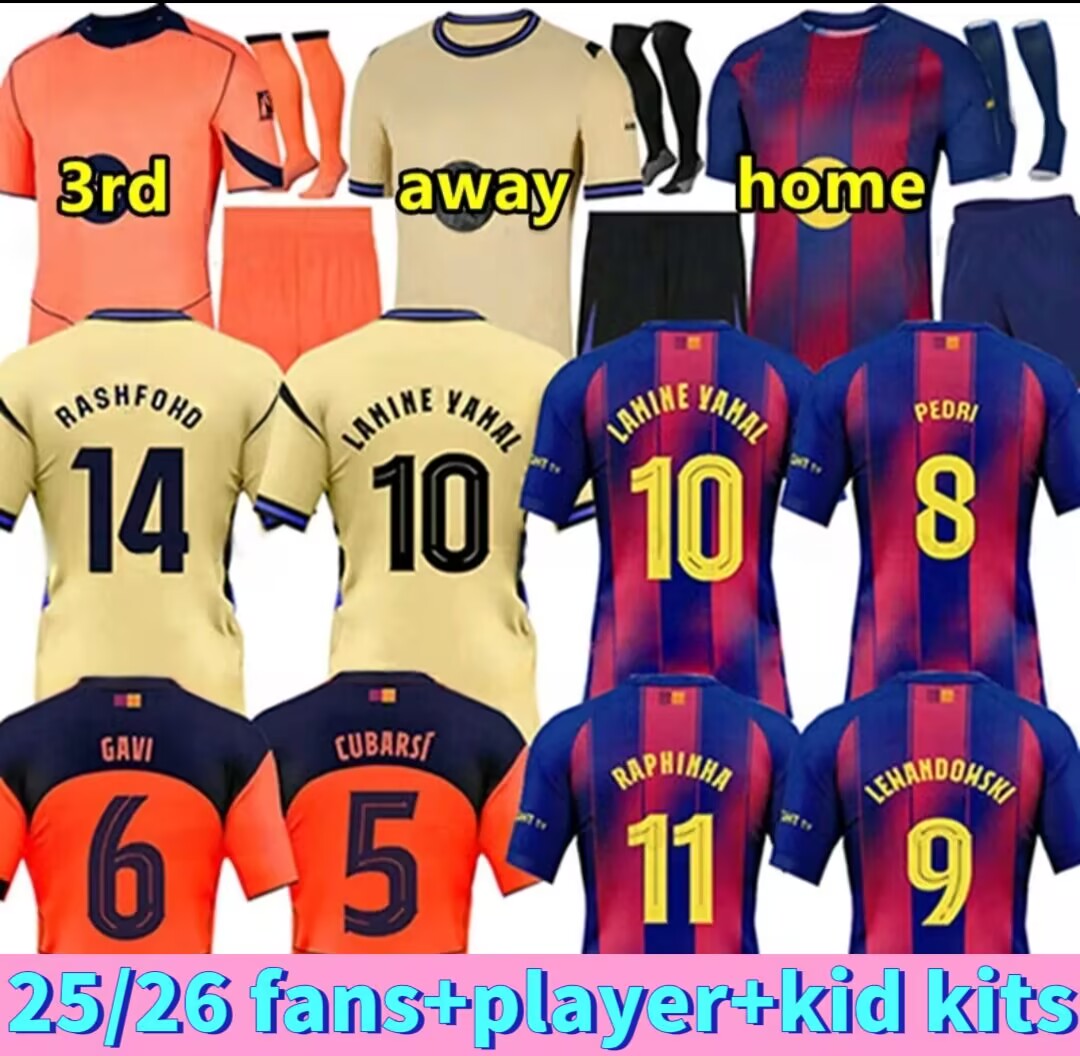 24 25 26 LAMINE YAMAL PEDRI GAVI Soccer Jersey LEWANDOWSKI FERRAN Camiseta De Football Shirt AUBA JOAO CANCELO F. DE JONG 2025 2026 ANSU FATI Football JOAO FELIX Men Kids