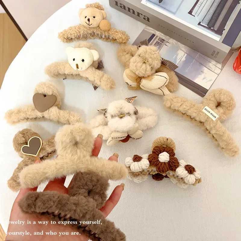 Winter Plush Hair Claw For Women Girls Sweet Hair Ornament Long Thich Hair Hairpin Headband Hair Clip Fashion Hair AccessoriesW254021