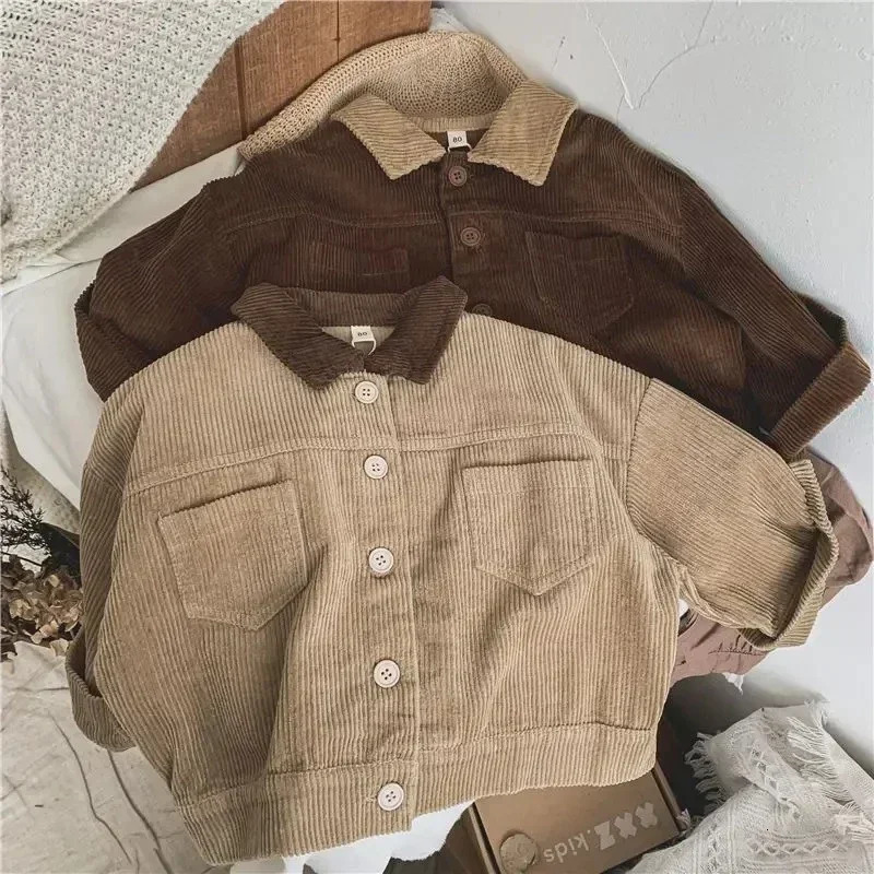 DGUKYM Simple retro style Japanese Korean Autumn Winter Childrens Coat Shirt GirlsBoys Baby Loose Jacket Outerwear 251018