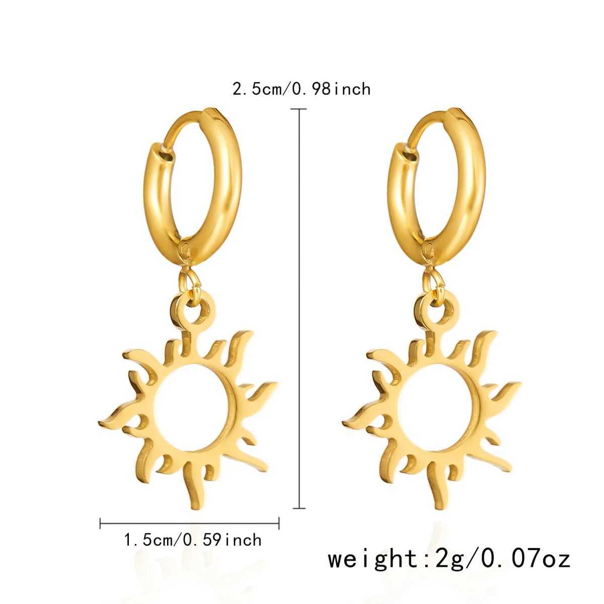 Stainless Steel Hollow Sun Pendant Drop Earrings For Women Men Fashion Minimalist Sunflower Dangle Earring Temperament Jewelry J251021