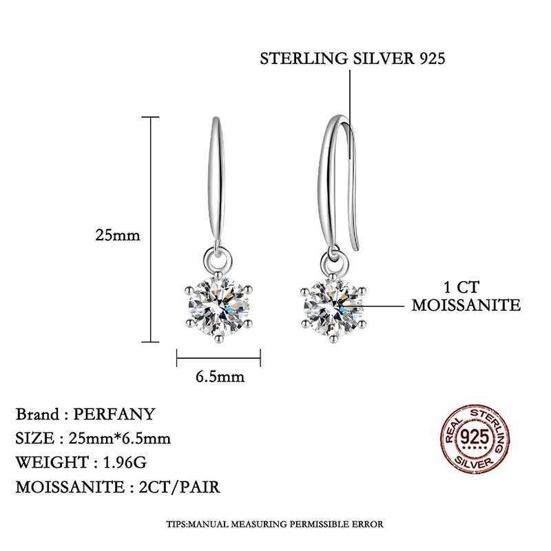 PERFANY 051CT Moissanite Drop Earring Women S925 Pure Silver Classic Six Claw Laboratory Diamond Fashion Wedding Jewelry J251021
