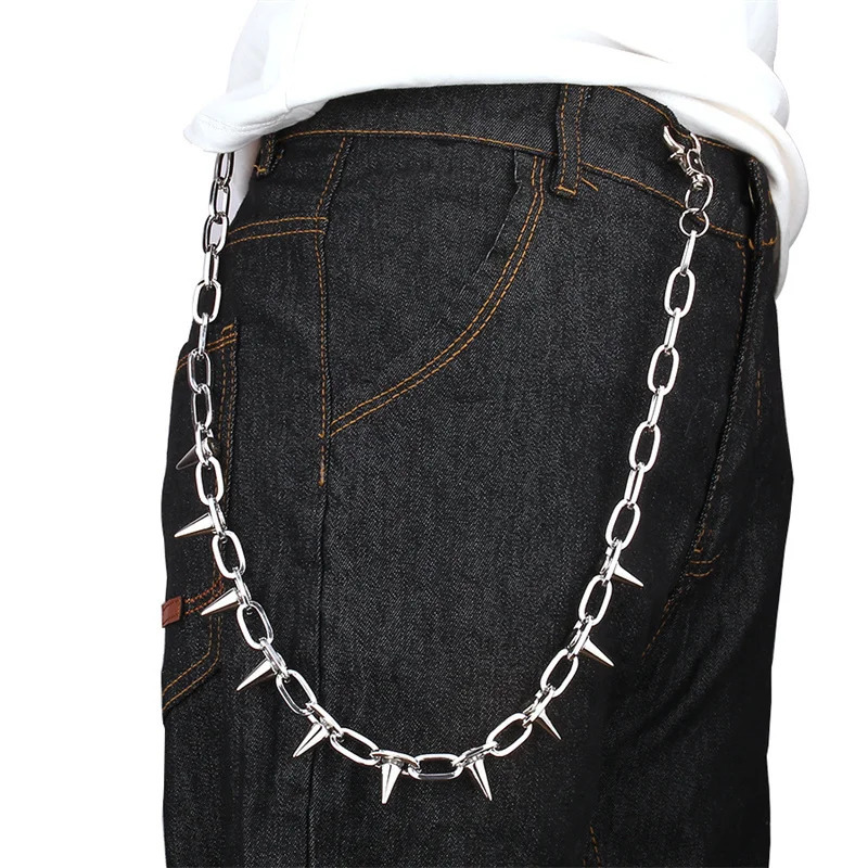 65CM Punk Spike Rivet Tassel Keychain Jeans Decor Pants Chain Women Men Secure Wallet Key Chains Jewelry Gifts 251021