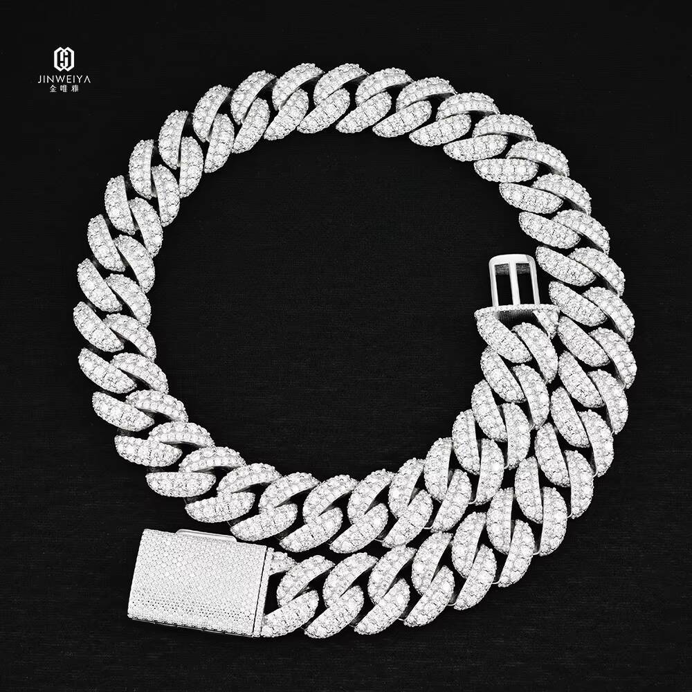 18mm Luxury Cuban Moissanite Chain 925 Sterling Silver Thick Iced Out VVS Clarity Hip Hop Style Raised Pointer Cuban Link Chain