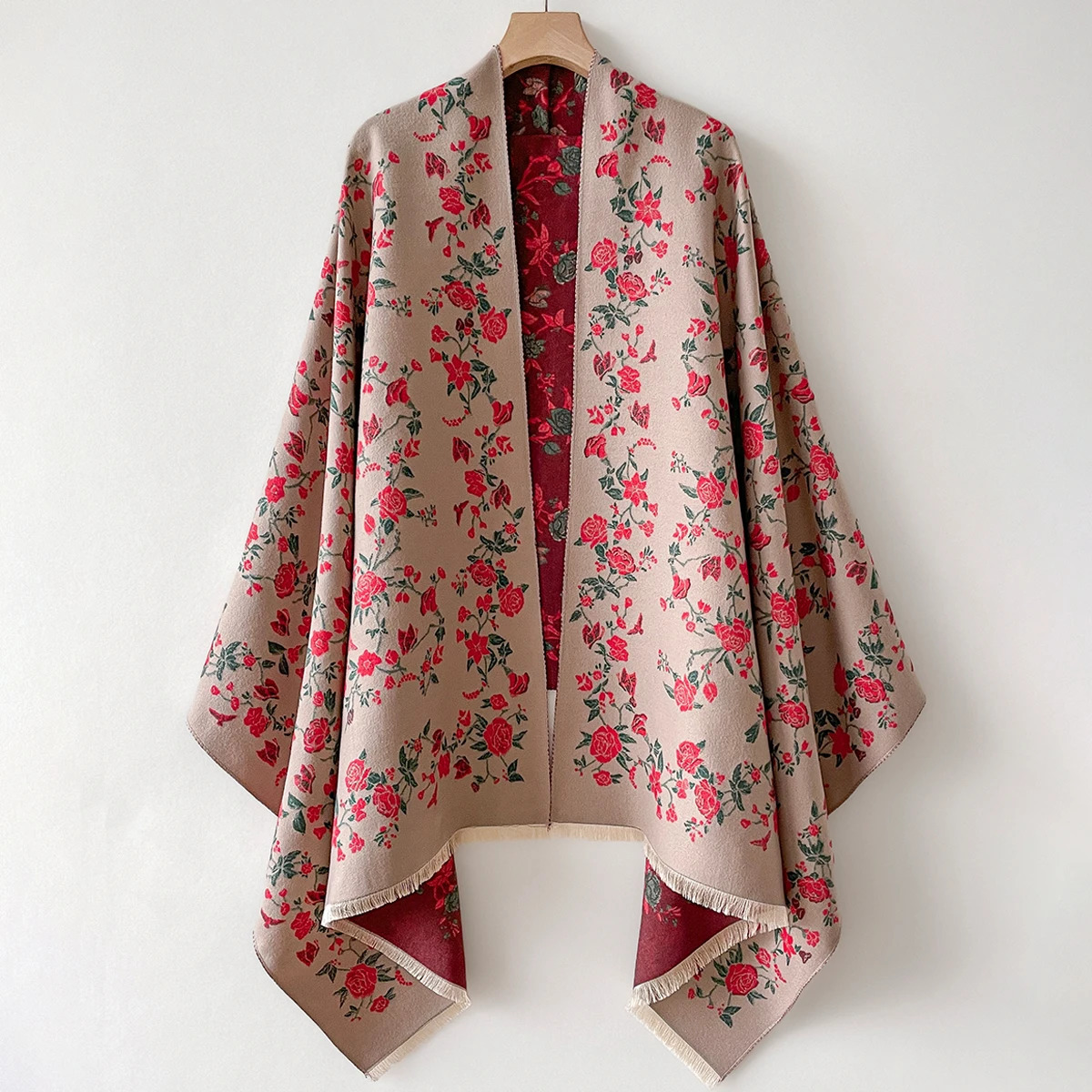 Womens Cashmere Warm Shawl Ethnic Style Cloak Fashionable Scarves Floral Print Coldproof and Windproof Scraf 251021