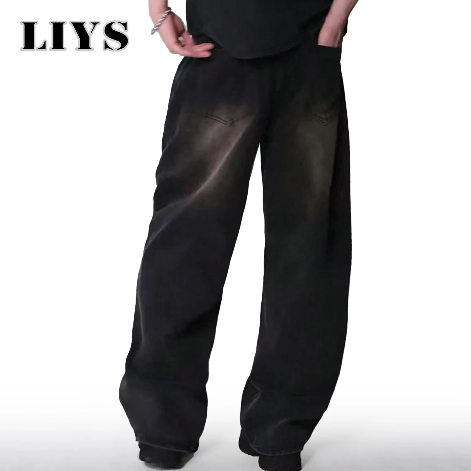 Four Season Mens Jeans Korean Version Student Casual Pants High Street Straight Loose Wide Leg Black Gray Blue Baggy Jean 251017