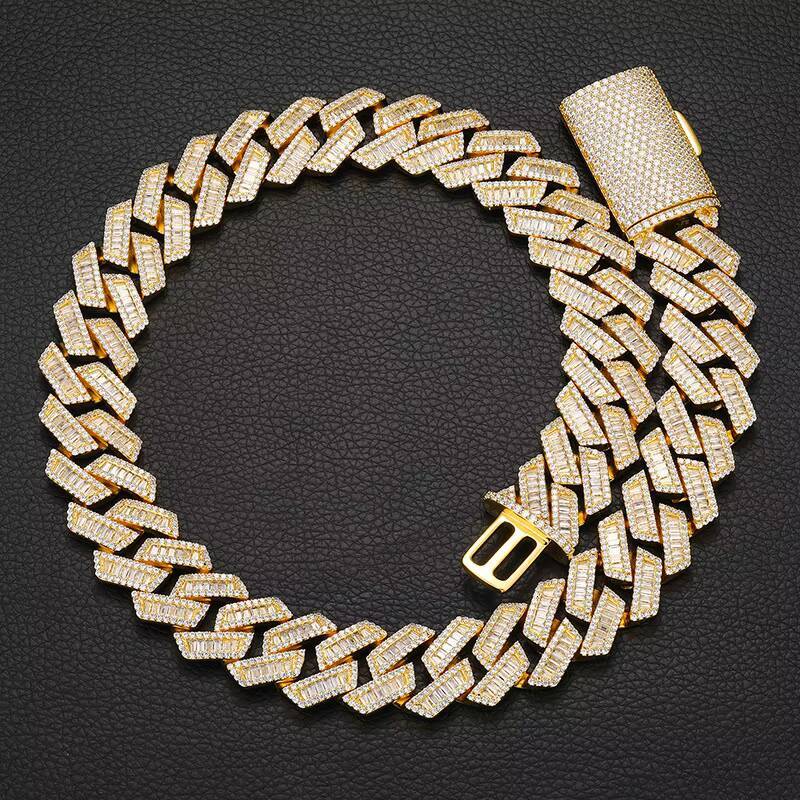 18K GoldPlated Cuban Chain Necklace for Men InStock Copper Jewelry with Zircon Fashion Jewelry Sets