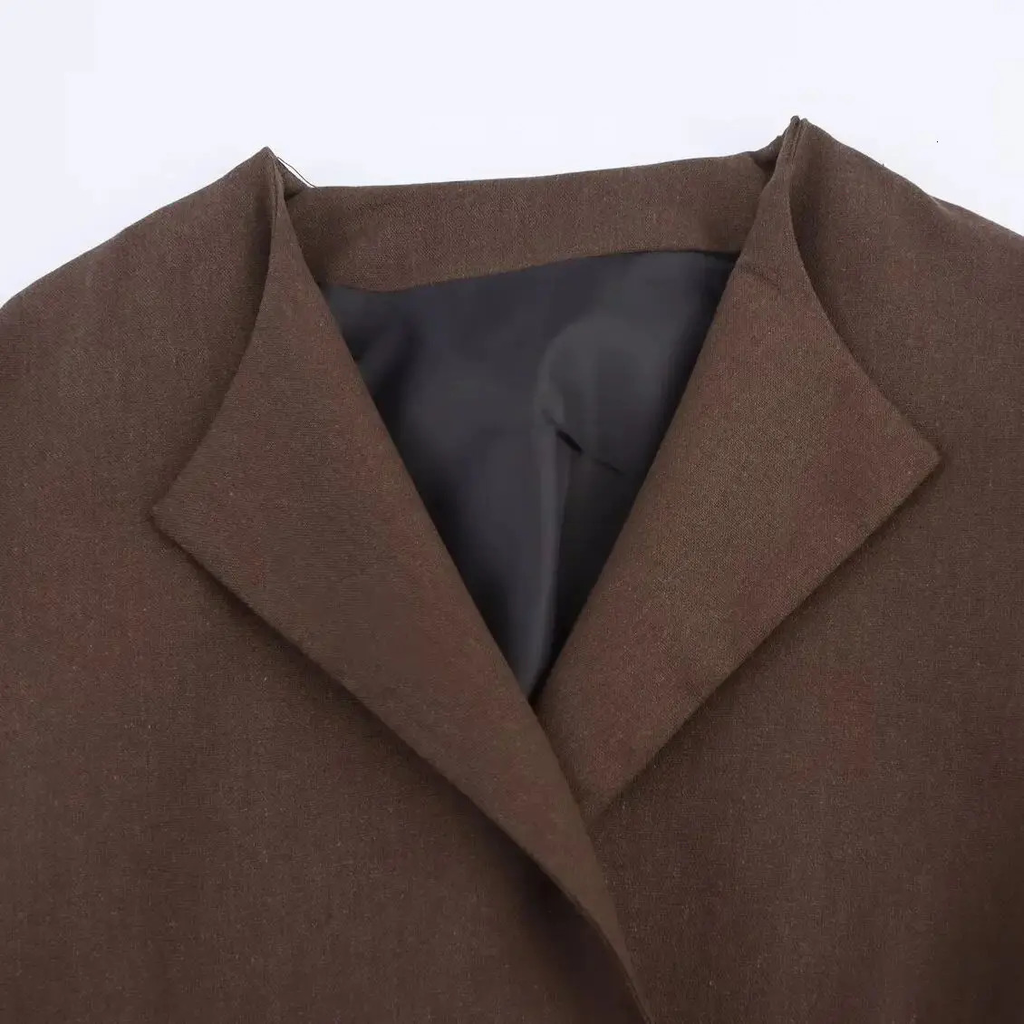 DiYiG WOMAN Fashion Blended Belt Decoration Joker Kimono Coat Casual Zipper Trousers Outerwear Mujer 251021