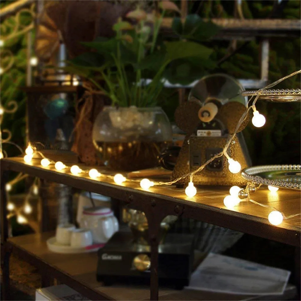 6M 10M USB Power 204080Ball LED String Lights Garland Lights Outdoor Lamp Wedding Garden Fairy Lights Christmas Decoration 251021