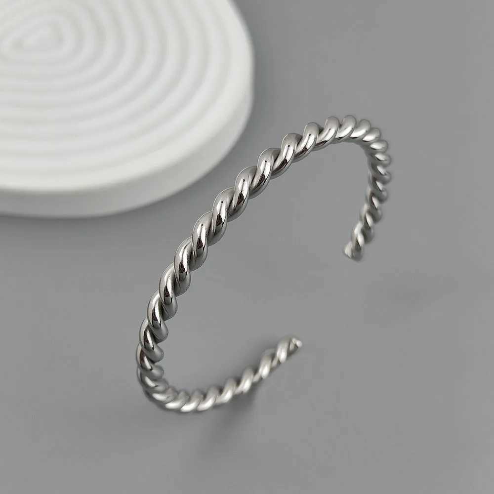 Doublelayer wirewrapped stainless steel goldplated 18K bracelet highquality waterproof silver jewelry gift for couples J251021