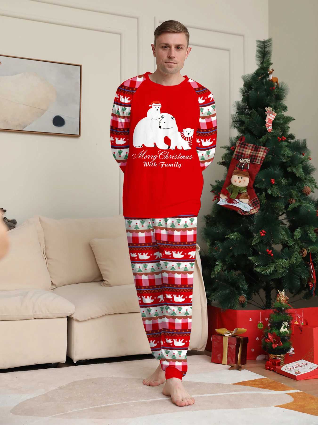 Family Xmas Pajama Sets Reindeer Antler Graphic with Festive Colors Great for Christmas Eve L251021192N