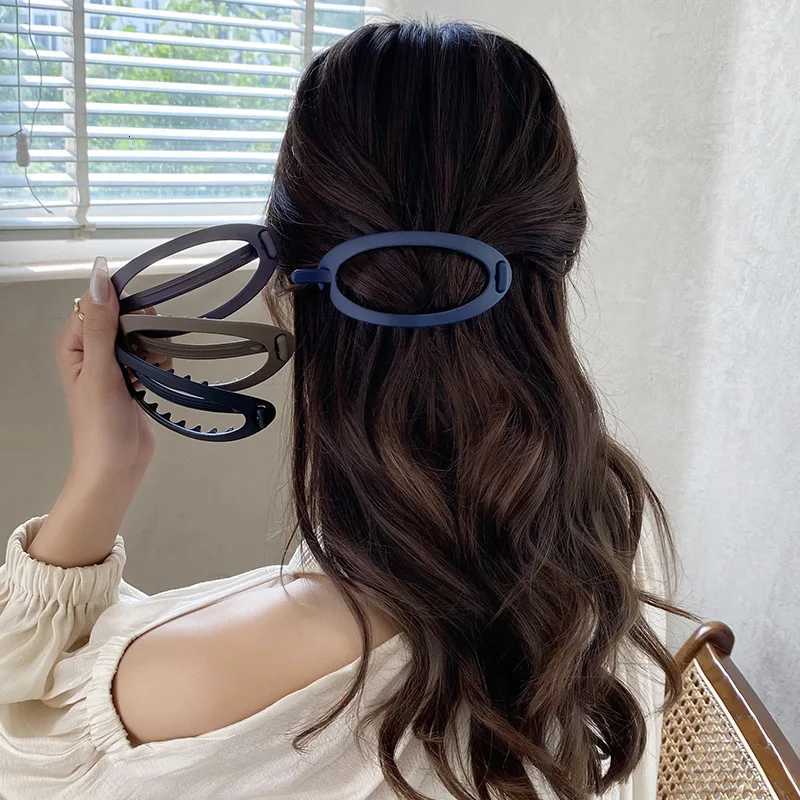 New Frosted Oval Hair Clips Elegant Women Solid Color Buckle Hairpin Versatile Outdoor Fashion Barrette Girls Hair AccessoriesW254021