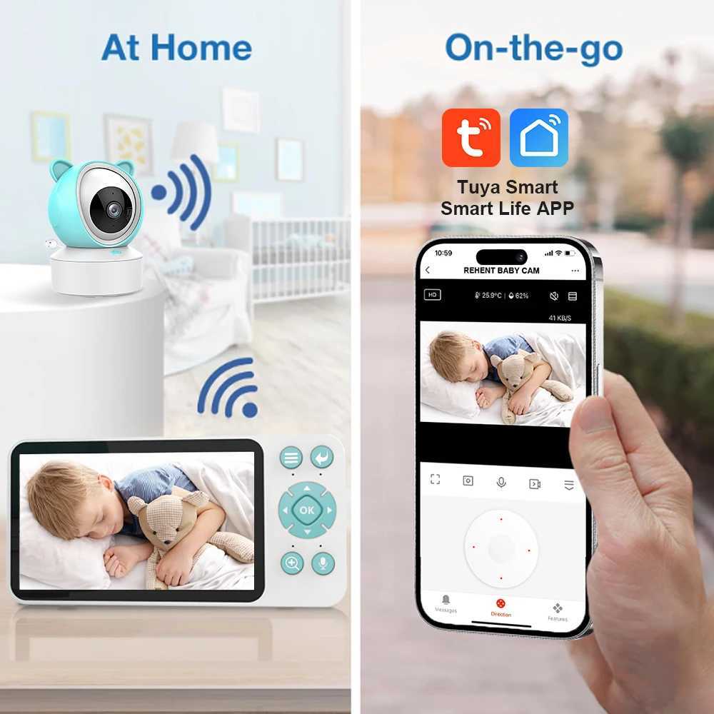Tuya Smart Video Baby Monitor HD 5 IPS Display No Red Night Exposure Night Vision WiFi 1080P Infant Camera with 64G TF Card J251121