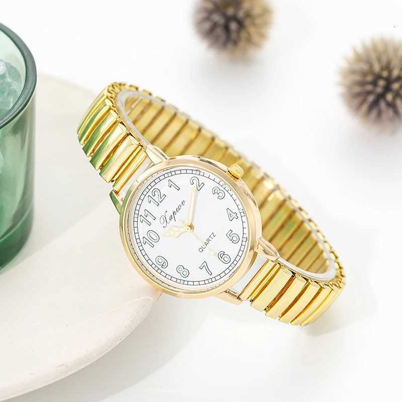 Fashionable Arabic Numeral Womens Elastic Band Quartz Antique Style Simple and Clear for MiddleAged and Elderly PeopleXJ251021