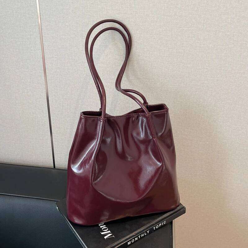 Designer Luxury Women PU Fashion Shoulder Large Capacity Carrying Solid Color Simple Tote Daily Work Bag