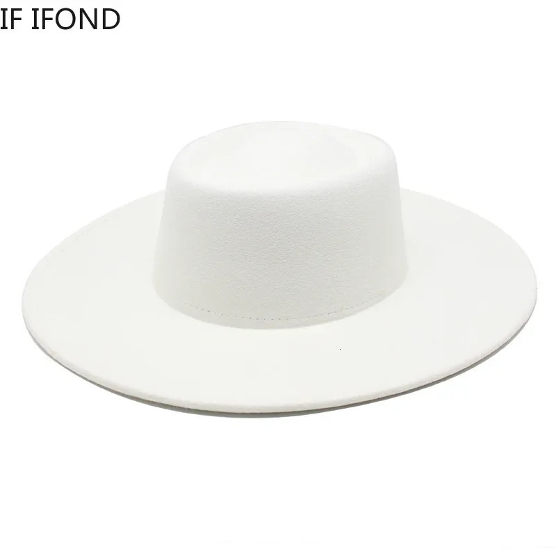 Classic British Style 95CM Big Wide Brim Fedora Hat For Women Fashion Autumn Winter Felt Church Hats Wedding Dress Jazz Cap 251016
