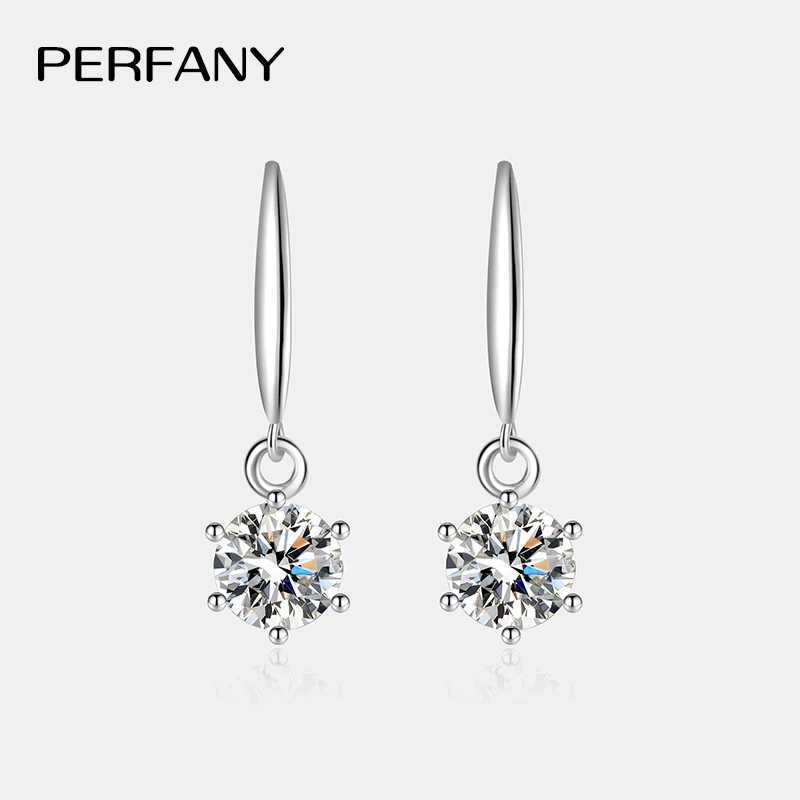 PERFANY 051CT Moissanite Drop Earring Women S925 Pure Silver Classic Six Claw Laboratory Diamond Fashion Wedding Jewelry J251021