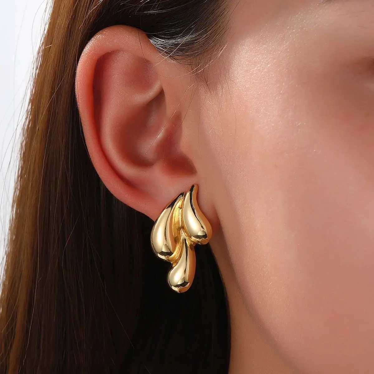 Threelayers Teardrops Small Stud Earrings for Women Gold Color Silver Color Metal Water Drop Stylish Cool Stuff brincos J251021