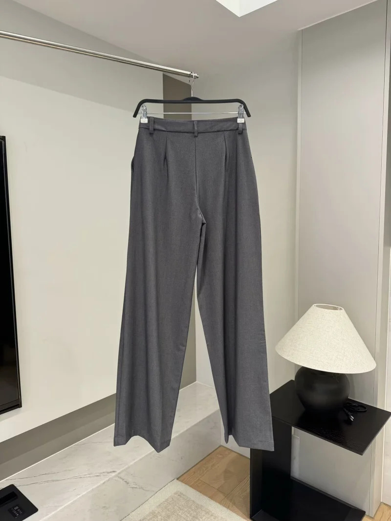 ETJ Womens Spring suit Set with shoulder padded doublebreasted blazer highwaisted pleated widelegged pants 251021