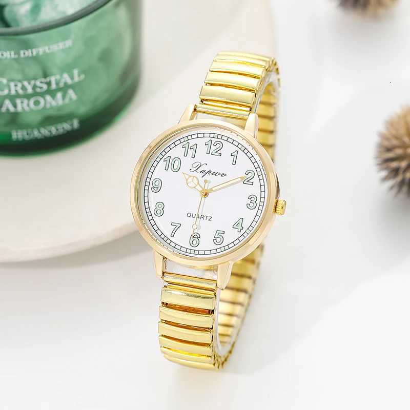 Fashionable Arabic Numeral Womens Elastic Band Quartz Antique Style Simple and Clear for MiddleAged and Elderly PeopleXJ251021