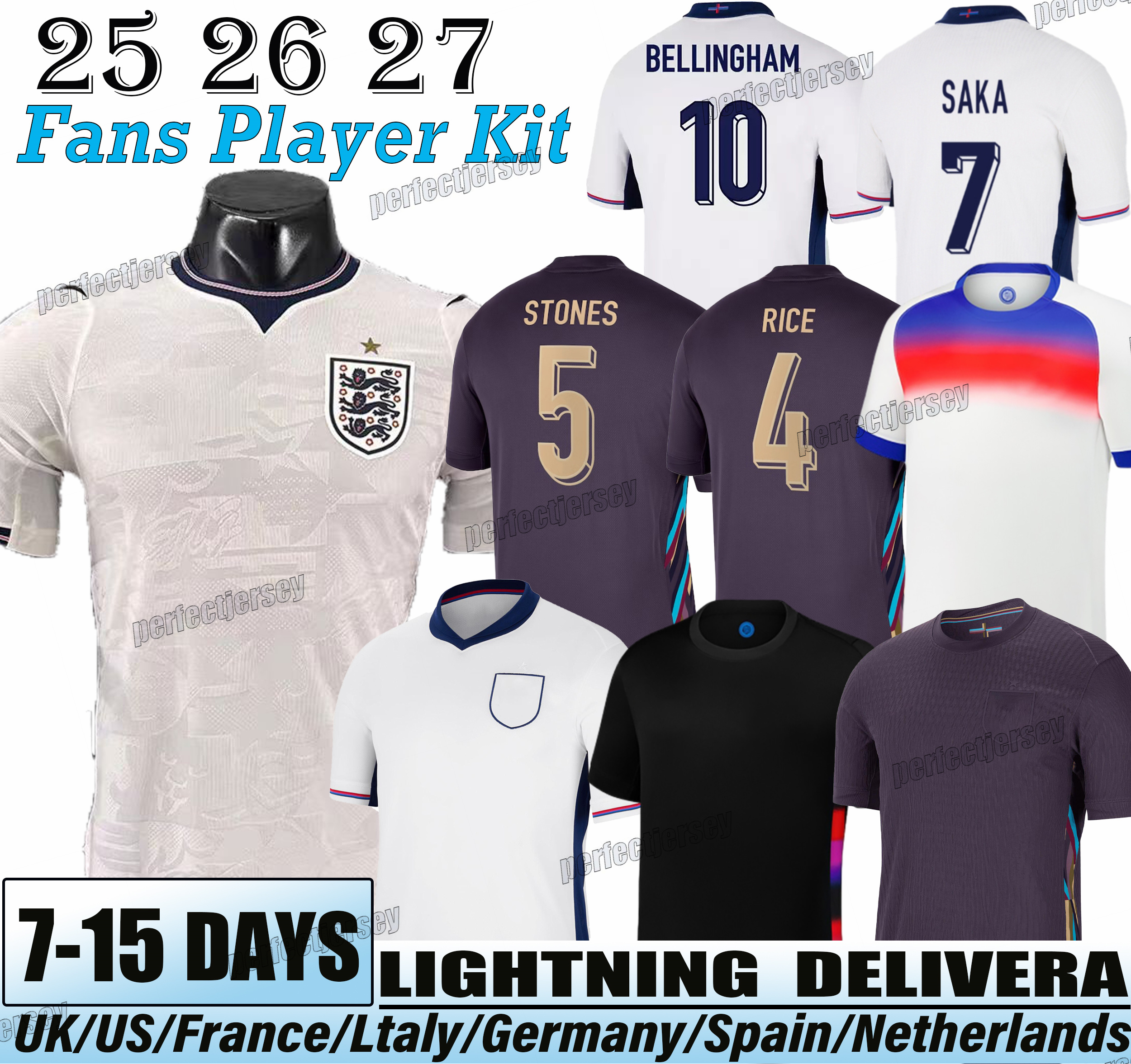 24 25 26 Englands jersey BELLINGHAM KANE home away Football Shirt SAKA FODEN RICE Soccer Jerseys Konsa Watkins Gordon PALMER Walker Men Kids kit