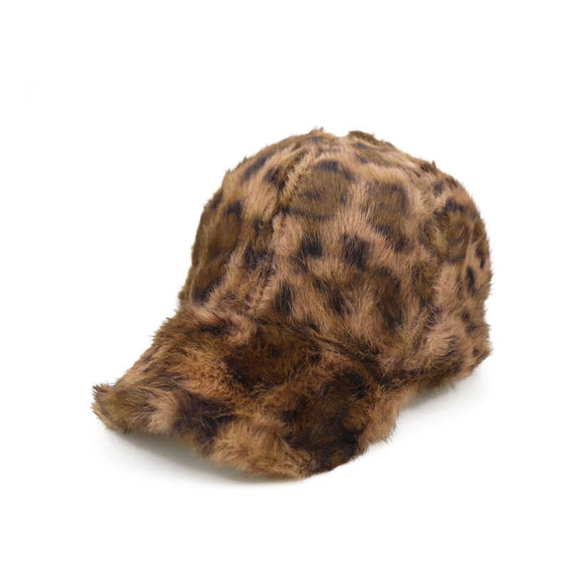 Autumn Winter Baseball Cap Leopard Print Fashion Plush Warm Duckbill Cap Casual Versatile Street Style Trendy Hat H251020