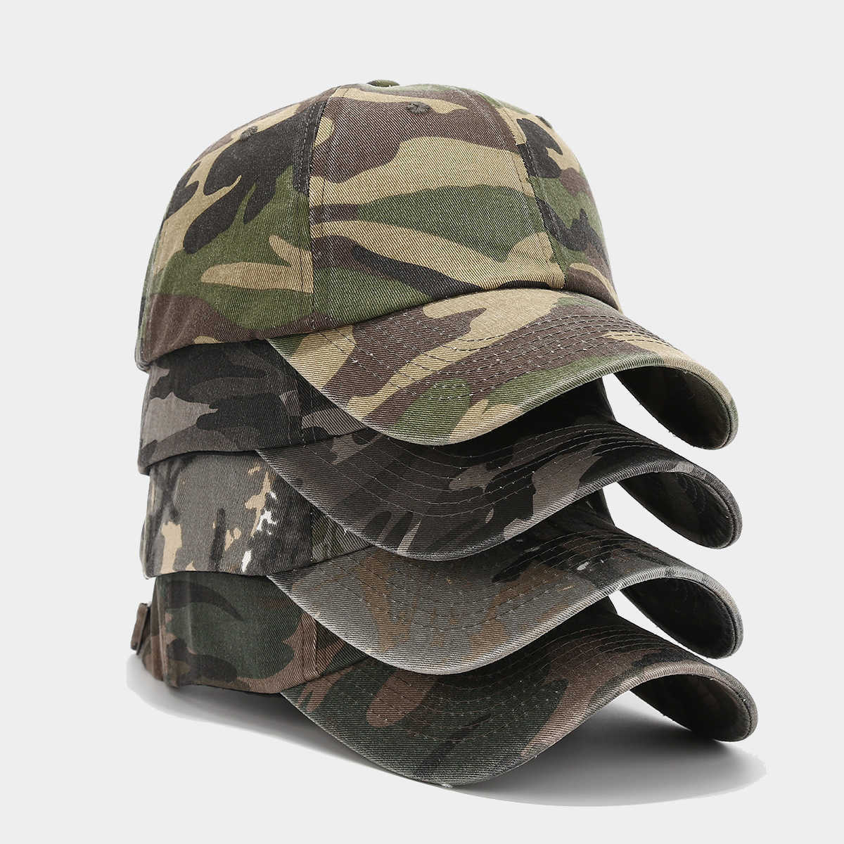 Style Camouflage Soft Top Vintage Baseball Cap Outdoor Jungle Sports Sun Hat Unisex Duckbill Cap H251020