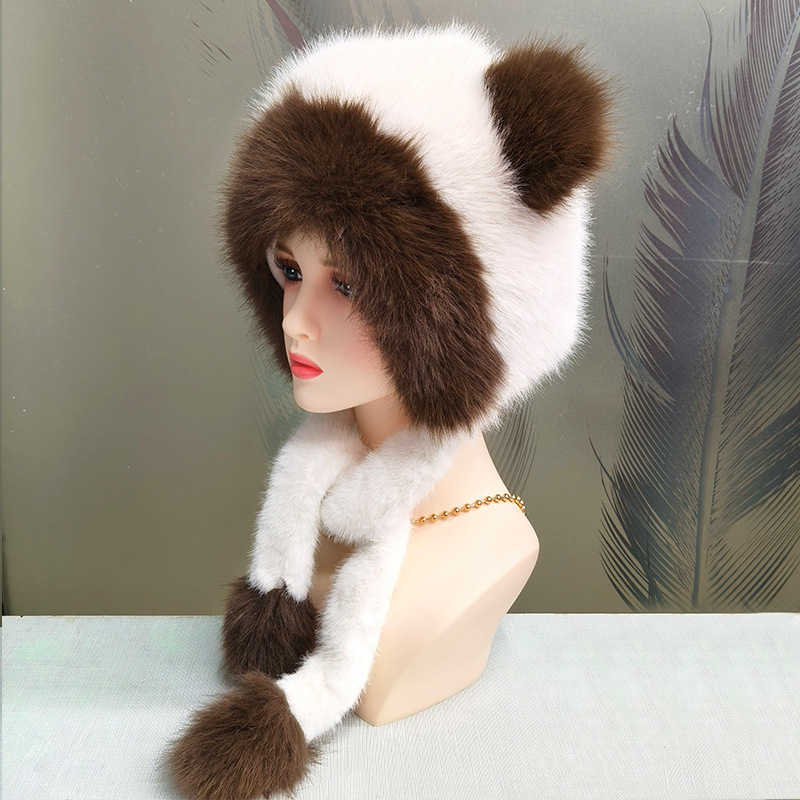 New Thickened Warm Cute Bear Ear Plush Hat with Fleece Lining Sweet Ear Protection Head Wrap Plush Coldproof Hat H251020