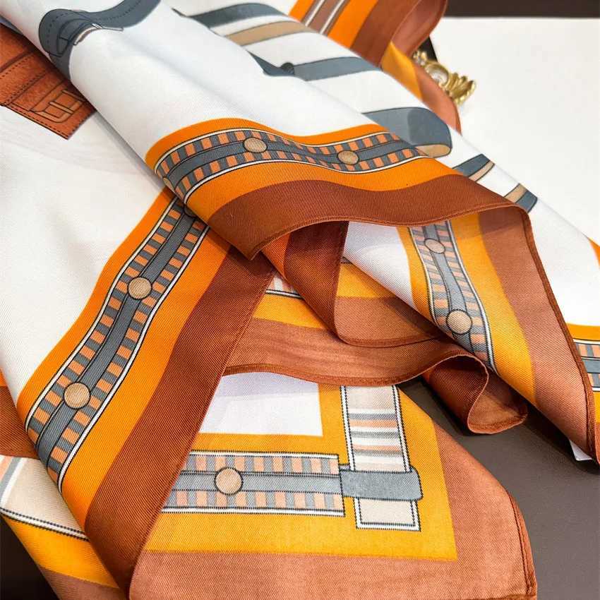 New 9090cm Fashion Square Scarves Wen Shawl Print Silk Satin Hijab Fa Bandana Luxury Brand Ladie Band Foard MuffrW251021