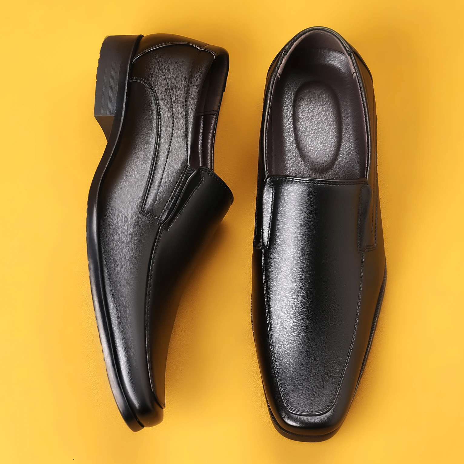 Mens SlipOn Loafers Formal Dress Shoes Square Toe Modern Bussiness Oxford Shoes 251021