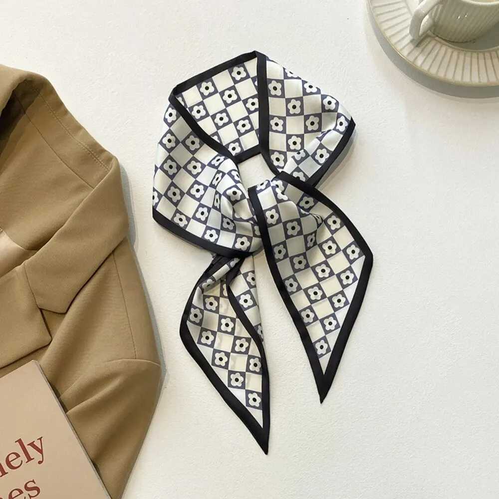 Fashion Print Silk Skinny Hair Scarf For Wen Narrow Ribbon Tie Hand Bag Band Bandana NeckerchiW251021
