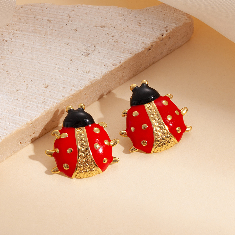 Designer earrings Stainless steel ladybug earrings for women luxurious and high-end fashionable earrings luxury earrings free shipping