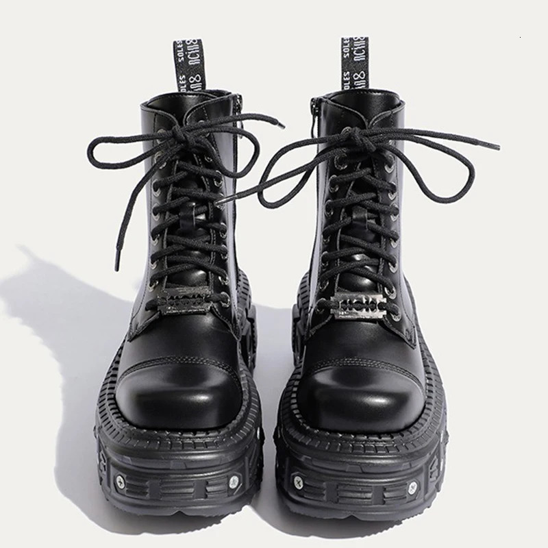 Women Punk Boots Platform Personalized Shoes Leather Cool Boots Retro Chunky High Quality Lace Up Casual Outdoor Shoes 42251020