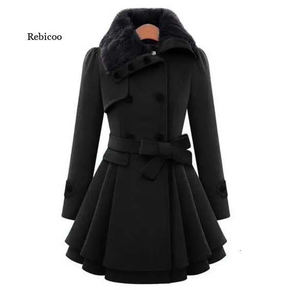 Womens Winter Slim Long Wool Sherpa Coat Double Breasted Padded Korean Cashmere England Style Trench 251021