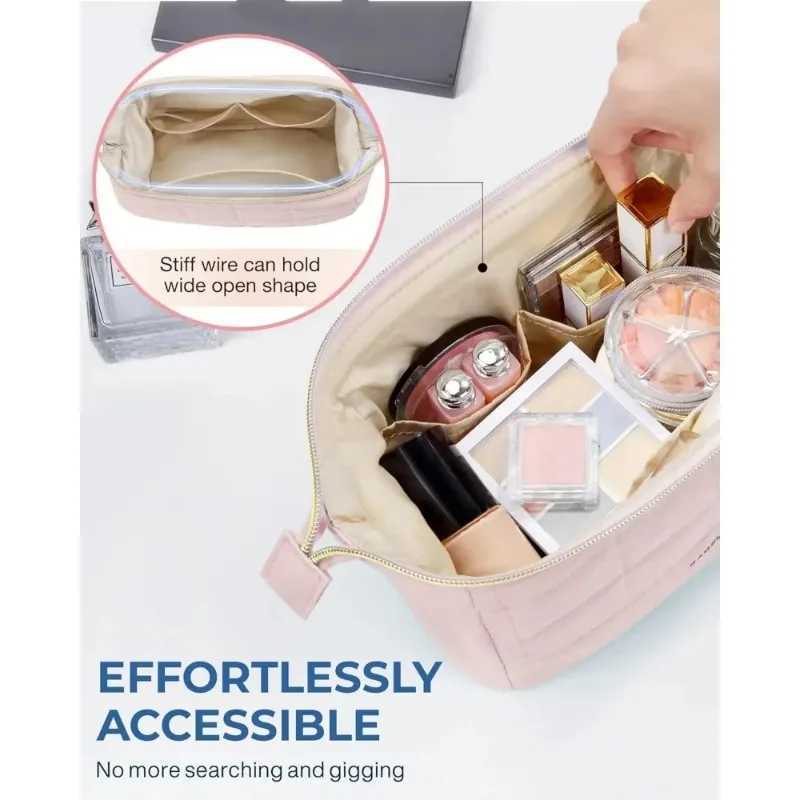 Makeup Bag Travel Toiletry Bag Puffy Padded Make Up Bags Wide Open Pouch Purse Travel Essentials Toiletries Accessories BrushesW251021