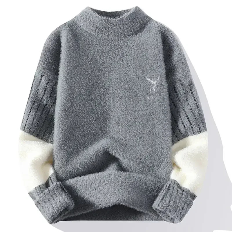 Round Collar Pullovers Icon Knit Sweater Male Blue Crewneck Mens Clothing Thick Winter Warm Wholesale Neck Old Korean Style 251020
