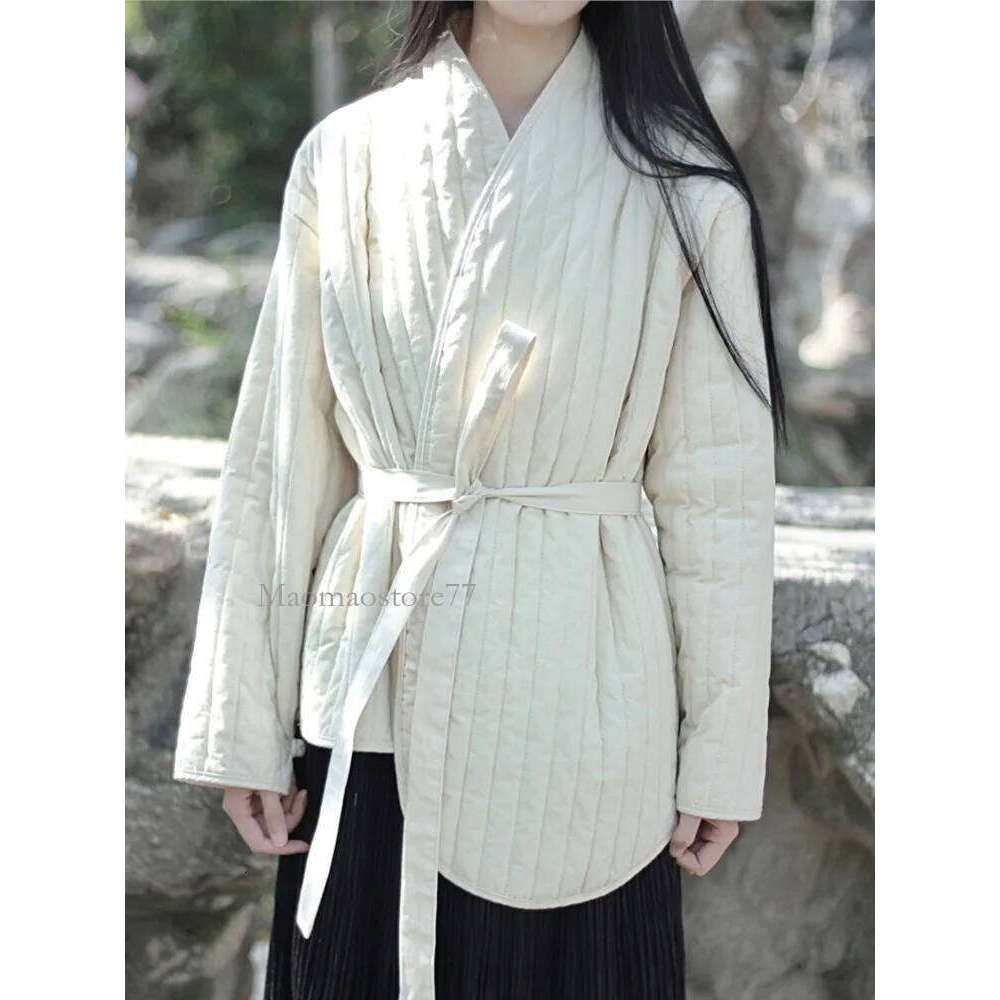 Chinese Style Plus Cotton Bandage Long Sleeve Winter Coats 2025 New Solid Color Women Vintage Parkas womens coat