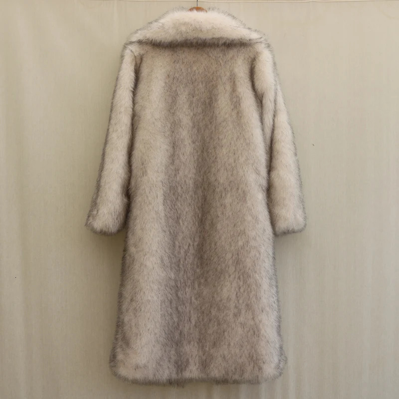 Barbiken same mens fur coat winter warm mink long big fur collar casual plus size 251021