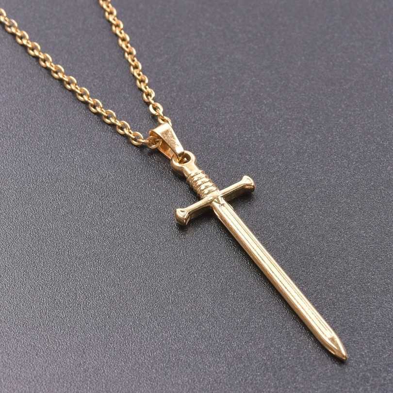 The Sword Pendants Chain Neck Jewelry Stainless Steel Necklace For WomenMen Charm Gothic Collar Steam Punk Accessories ChokersXJ251018