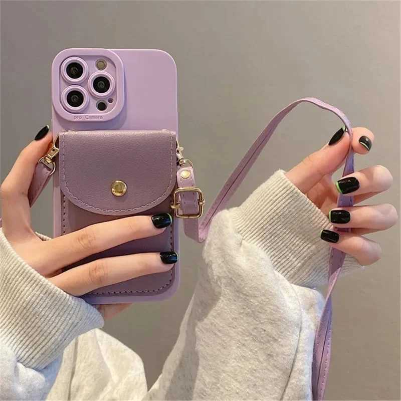 Fashion Wallet Crossbody Case for iPhone 17 15 14 13 16 Pro Max 12 11 X Xr Xs Plus Lanyard Card Bag Strap Shockproof Soft Cover J251114
