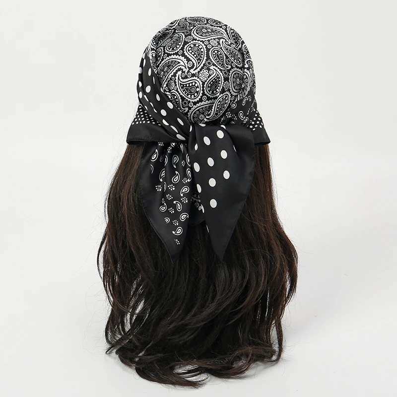 Luxury Polka Dot Silk Square Scarf Wen Hijab Hair Bands Neckerchi Fa Satin Shawl Ribbon band Fashion Wraps BandanaW251021