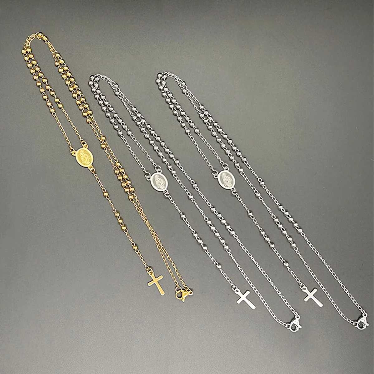 Stainless Steel Necklaces For Women Men Long Chain Crucifix Cross Pendant Necklace Religious Praye Jewelry giftXJ251018