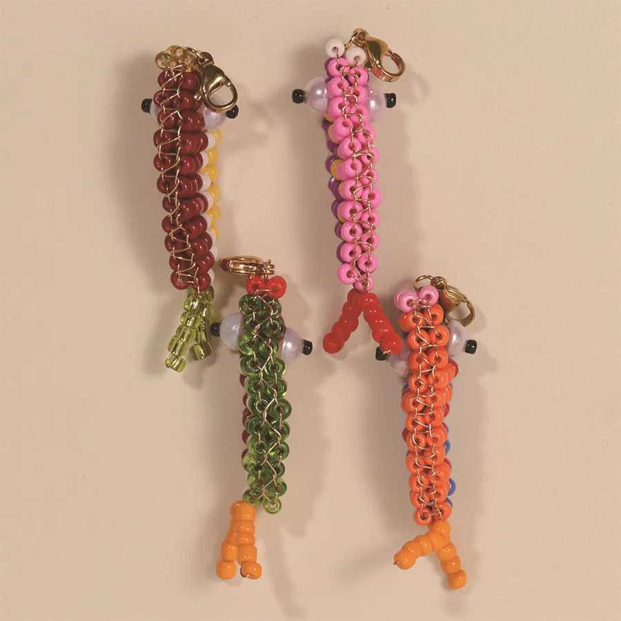 Cute Handmade Bead Fish Backpack Bag Zipper Pendant Hanging Decoration Girls Student Keychain Hangings DIY Accessories Ornaments J251121