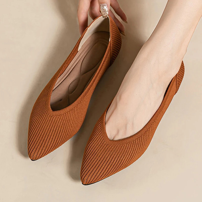 Womens flat shoes elastic soft casual fashionable breathable antiskid rubber sole pointed comfortable shoes for pregnant women 251021