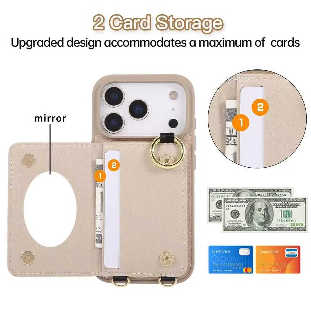 Crossbody Wallet with Card Holder Phone Case For iPhone 17 Pro Max 17Air 17 16 15 Plus 13 14Lanyard Wrist Strap Leather Cover J251114