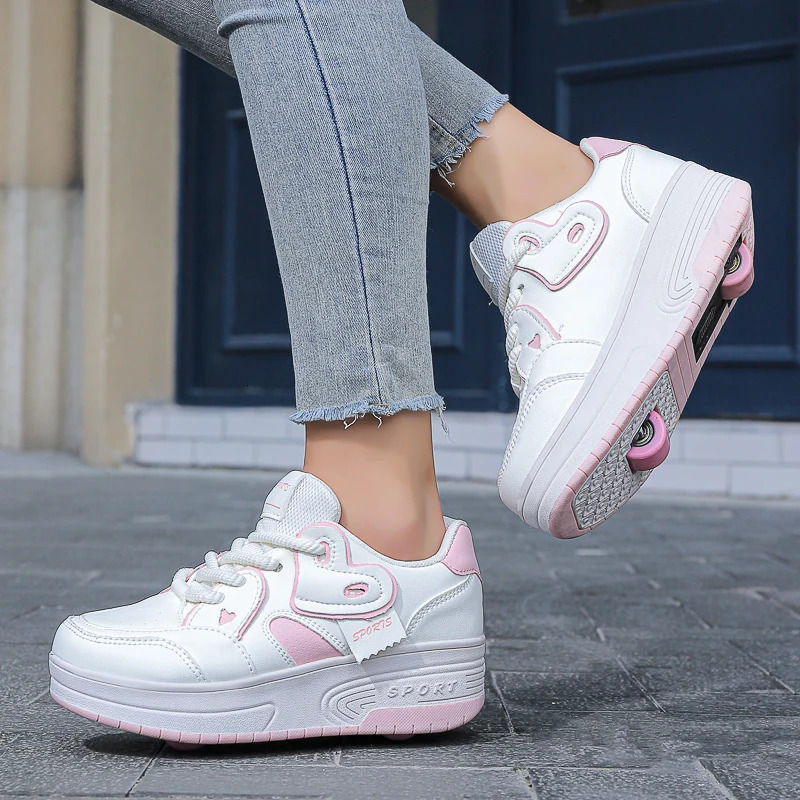 Laceup breathable walking shoes Girls twowheeled retractable sports roller skates for female students outdoors 251014
