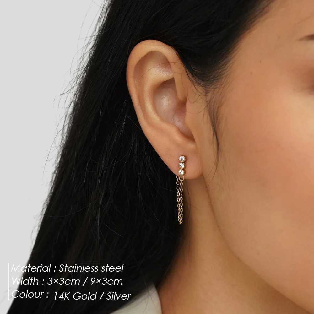 eManc Korean Aesthetic Earring Stainless Steel Earrings for Women Drop Dangle Boho Earrings Women Fashion Jewelry J251021
