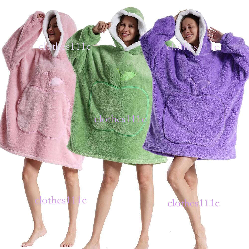 Oversized Hoodie For Women Men Winter Hooded Sweatshirts Sherpa Fleece Blanket With Sleeves Pink Green Purple Hoodies